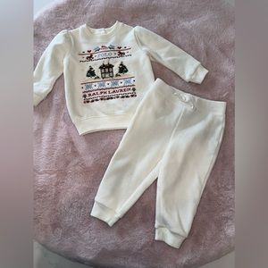 Baby Girls Long Sleeve Holiday Embroidered Fleece Sweatshirt